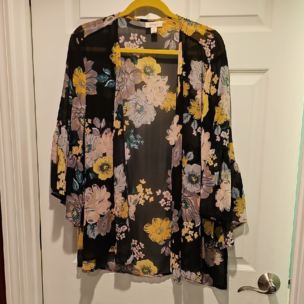 Style & Co. Floral Kimono with Yellow and Pink Accents